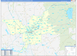 Sacramento-Roseville-Arden-Arcade Metro Area Wall Map Basic Style 2026